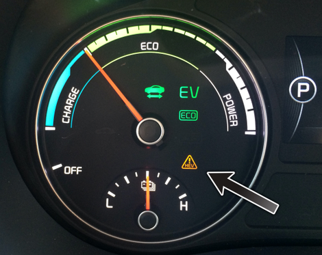 The HEV warning light.